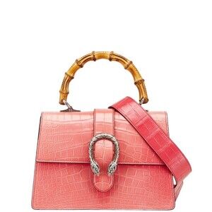 Gucci Dionysus Crocodile Shoulder Bag Pink Leather